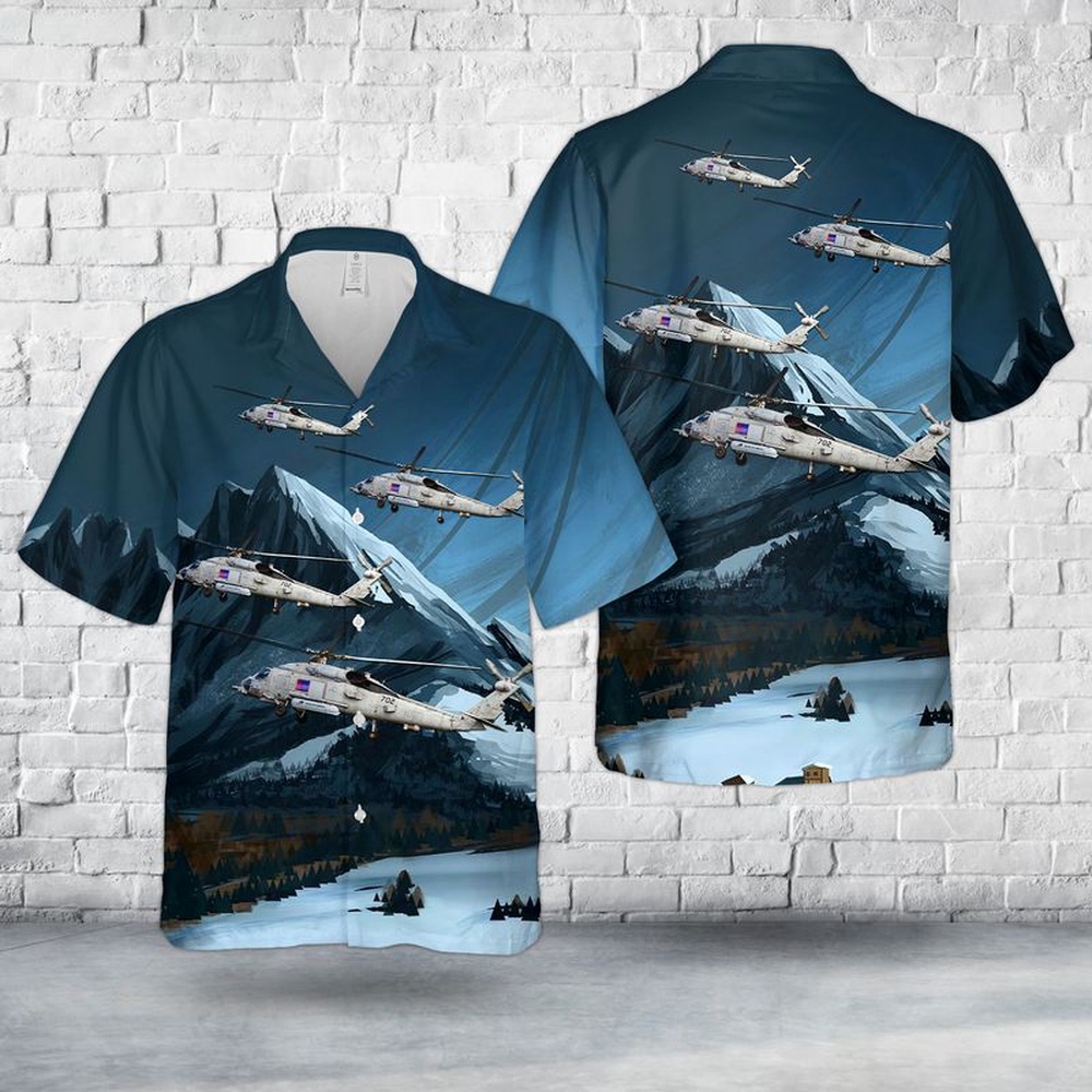 Us Navy Hawaiian Shirt, US Navy HSM-77 Saberhawks MH-60R Seahawk Hawaiian Shirt, Military Aloha Shirt