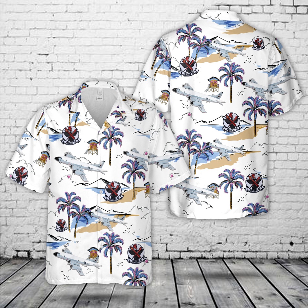 Us Navy Hawaiian Shirt, US Navy Lockheed Martin P-3B Orion, VP-68 Blackhawks Hawaiian Shirt, Military Aloha Shirt