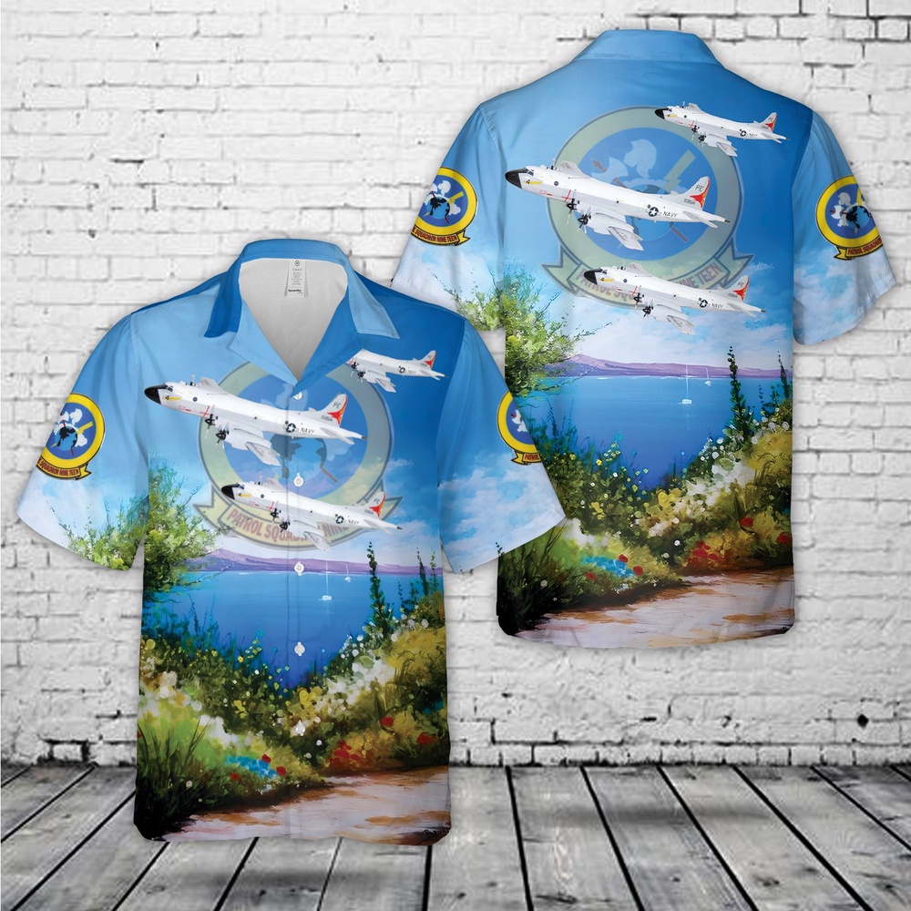 Us Navy Hawaiian Shirt, US Navy Lockheed Martin P-3C Orion, VP-19 Big Red (159514) 1972 Hawaiian Shirt, Military Aloha Shirt