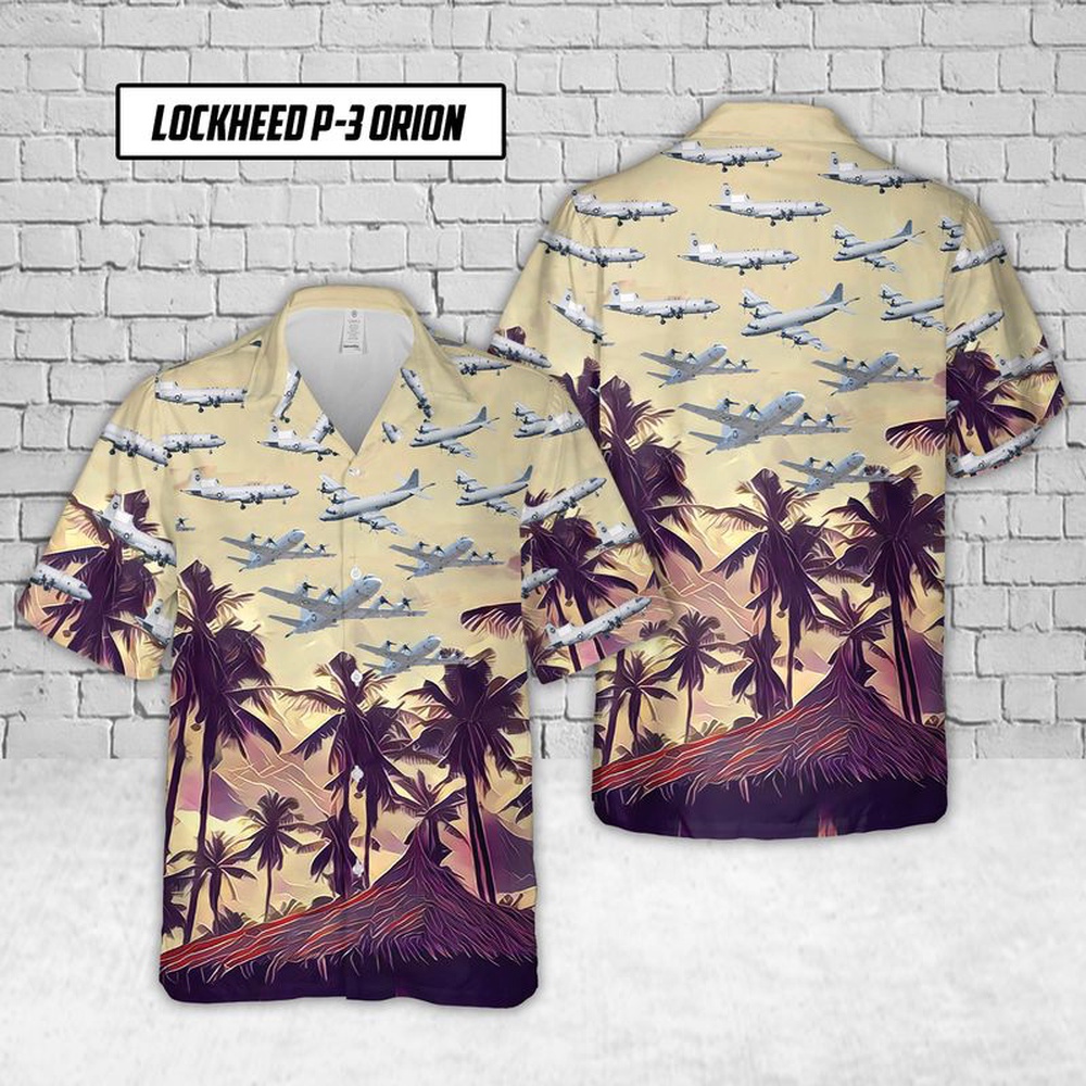 Us Navy Hawaiian Shirt, US Navy Lockheed P-3 Orion Hawaiian Shirt, Military Aloha Shirt