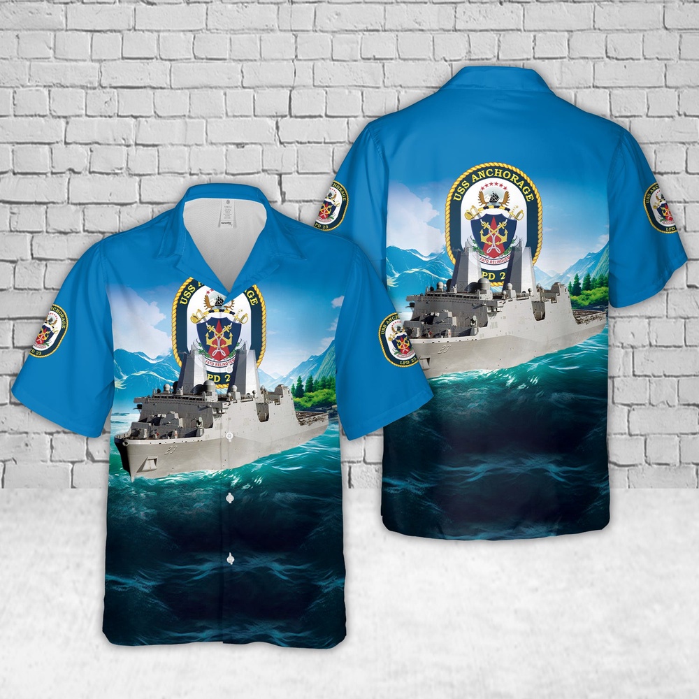 Us Navy Hawaiian Shirt, US Navy USS Anchorage (LPD-23) Hawaiian Shirt, Military Aloha Shirt