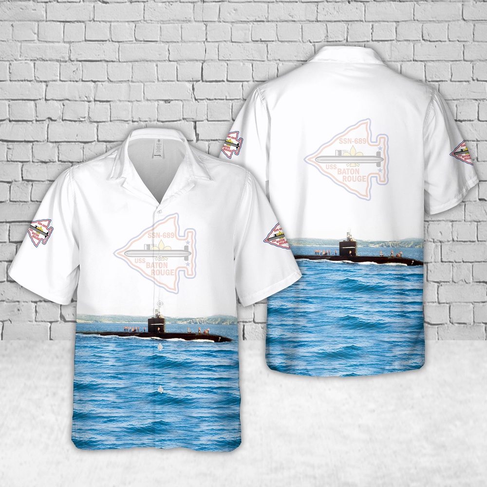 Us Navy Hawaiian Shirt, US Navy USS Baton Rouge (SSN-689) Hawaiian Shirt, Military Aloha Shirt