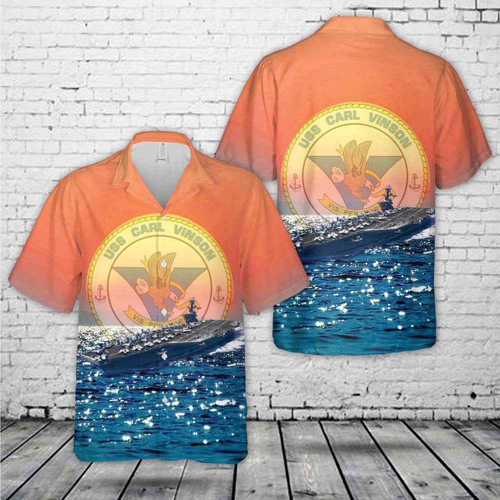 Us Navy Hawaiian Shirt, US Navy USS Carl Vinson (CVN-70) Hawaiian Shirt, Military Aloha Shirt