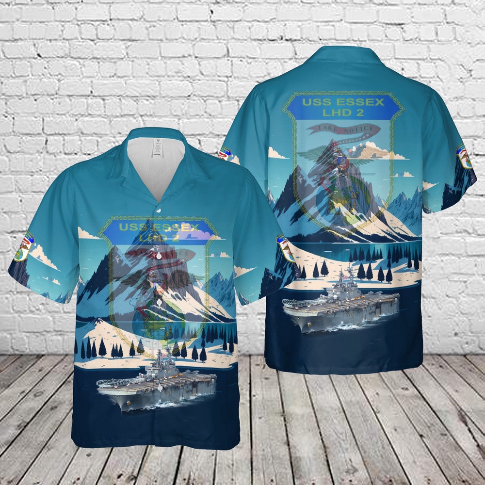 Us Navy Hawaiian Shirt, US Navy USS Essex (LHD-2) Essex Expeditionary Strike Group Hawaiian Shirt, Military Aloha Shirt