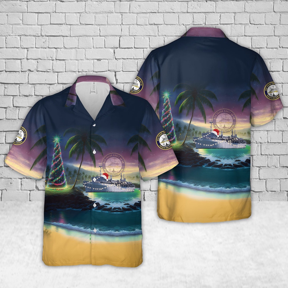 Us Navy Hawaiian Shirt, US Navy USS Frank Cable (AS-40) Christmas Hawaiian Shirt, Military Aloha Shirt