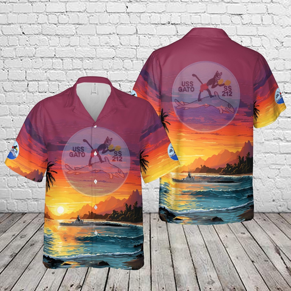 Us Navy Hawaiian Shirt, US Navy USS Gato (SS-212) Gato-class submarine In WWII Hawaiian Shirt, Military Aloha Shirt