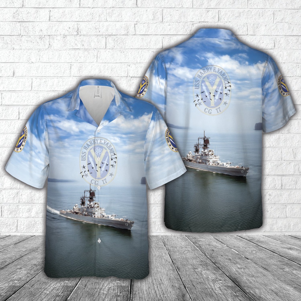 Us Navy Hawaiian Shirt, US Navy USS Harry E Yarnell (DLG CG-17) Leahy-class guided missile cruiser Hawaiian Shirt, Military Aloha Shirt
