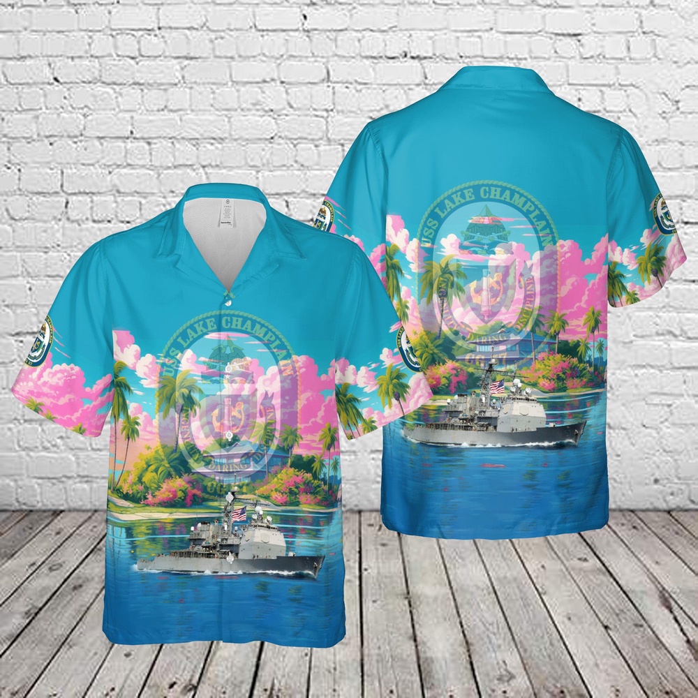 Us Navy Hawaiian Shirt, US Navy USS Lake Champlain (CG-57) Ticonderoga-class guided missile cruiser Hawaiian Shirts