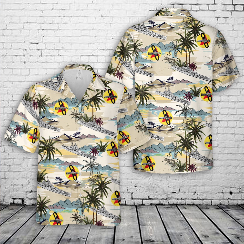 Us Navy Hawaiian Shirt, US Navy USS Rochester (CA-124) Hawaiian Shirt, Military Aloha Shirt