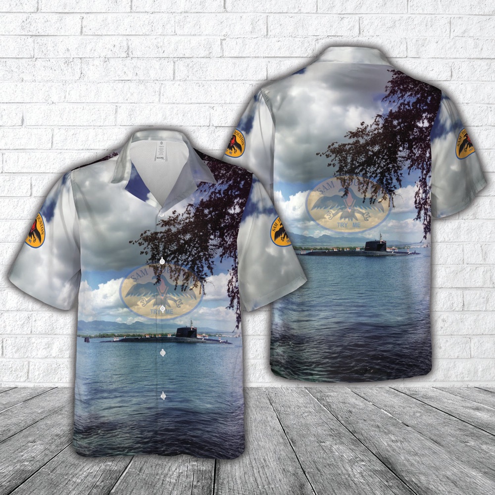 Us Navy Hawaiian Shirt, US Navy USS Sam Houston (SSBN-609) Hawaiian Shirt, Military Aloha Shirt
