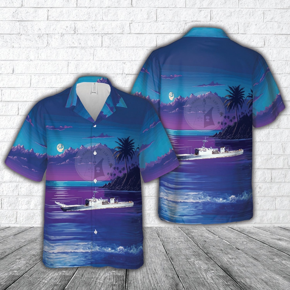 Us Navy Hawaiian Shirt, US Navy USS Schenectady (LST-1185) Hawaiian Shirts, Military Aloha Shirt