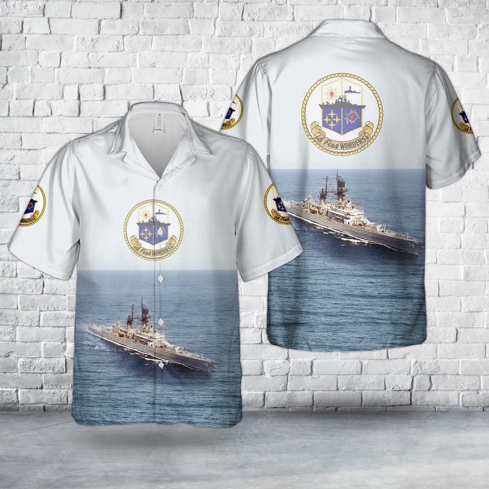 Us Navy Hawaiian Shirt, US Navy USS Worden (DLGCG-18) Leahy-class cruiser Hawaiian Shirt, Military Aloha Shirt