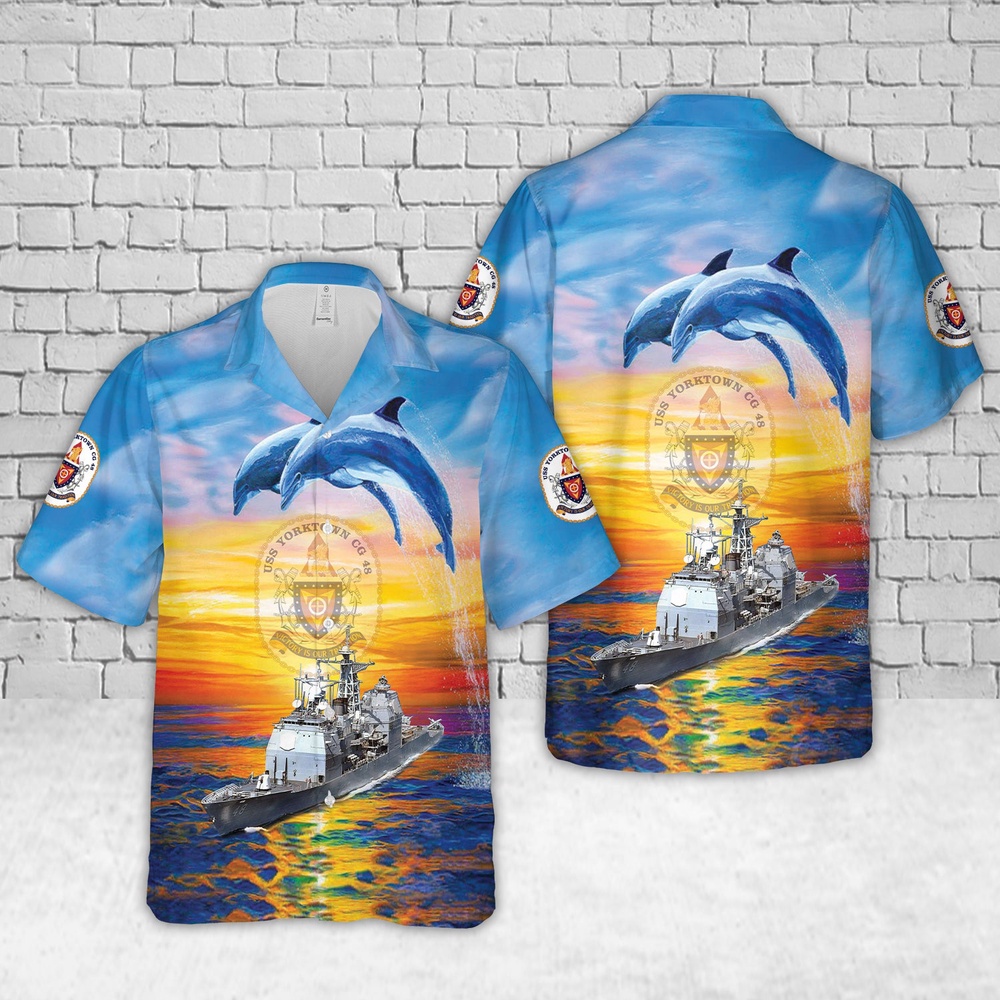 Us Navy Hawaiian Shirt, US Navy USS Yorktown (DDG-48CG-48) Ticonderoga-class cruiser Hawaiian Shirt