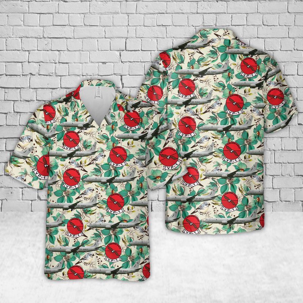 Us Navy Hawaiian Shirt, US Navy VP-1 Screaming Eagles P-8A Hawaiian Shirts, Military Aloha Shirt