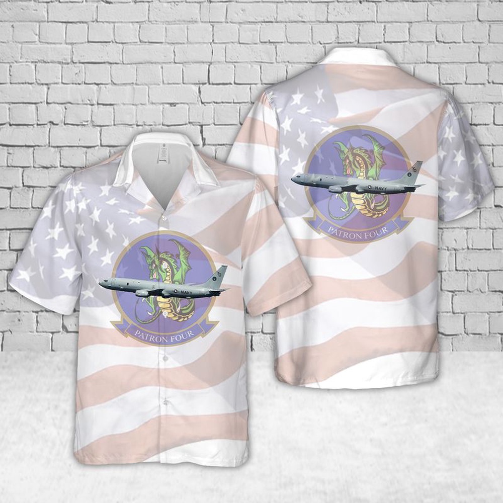 Us Navy Hawaiian Shirt, US Navy VP-4 Skinny Dragons P-8A Hawaiian Shirts, Military Aloha Shirt