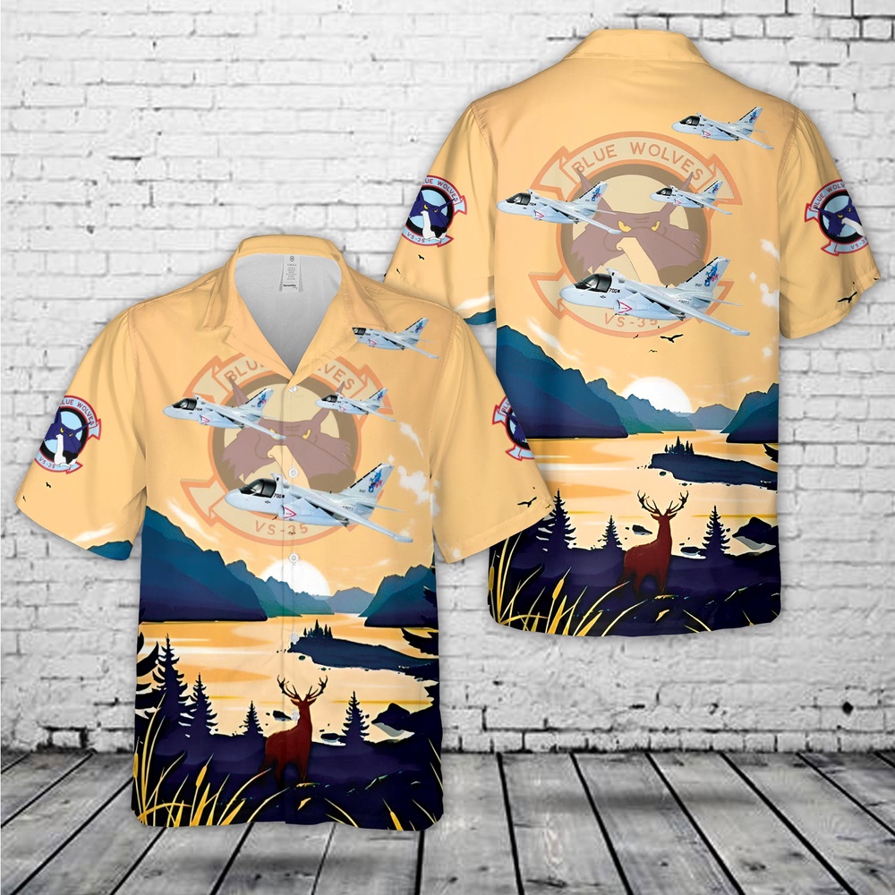 Us Navy Hawaiian Shirt, US Navy VS-35 Lockheed S-3B Viking Hawaiian Shirts, Military Aloha Shirt