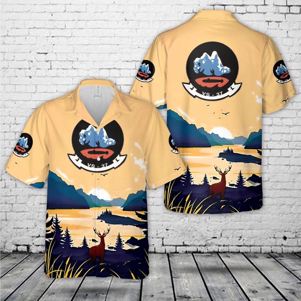 Us Navy Hawaiian Shirt, US Navy VS-37 S-3A Viking Hawaiian Shirts, Military Aloha Shirt