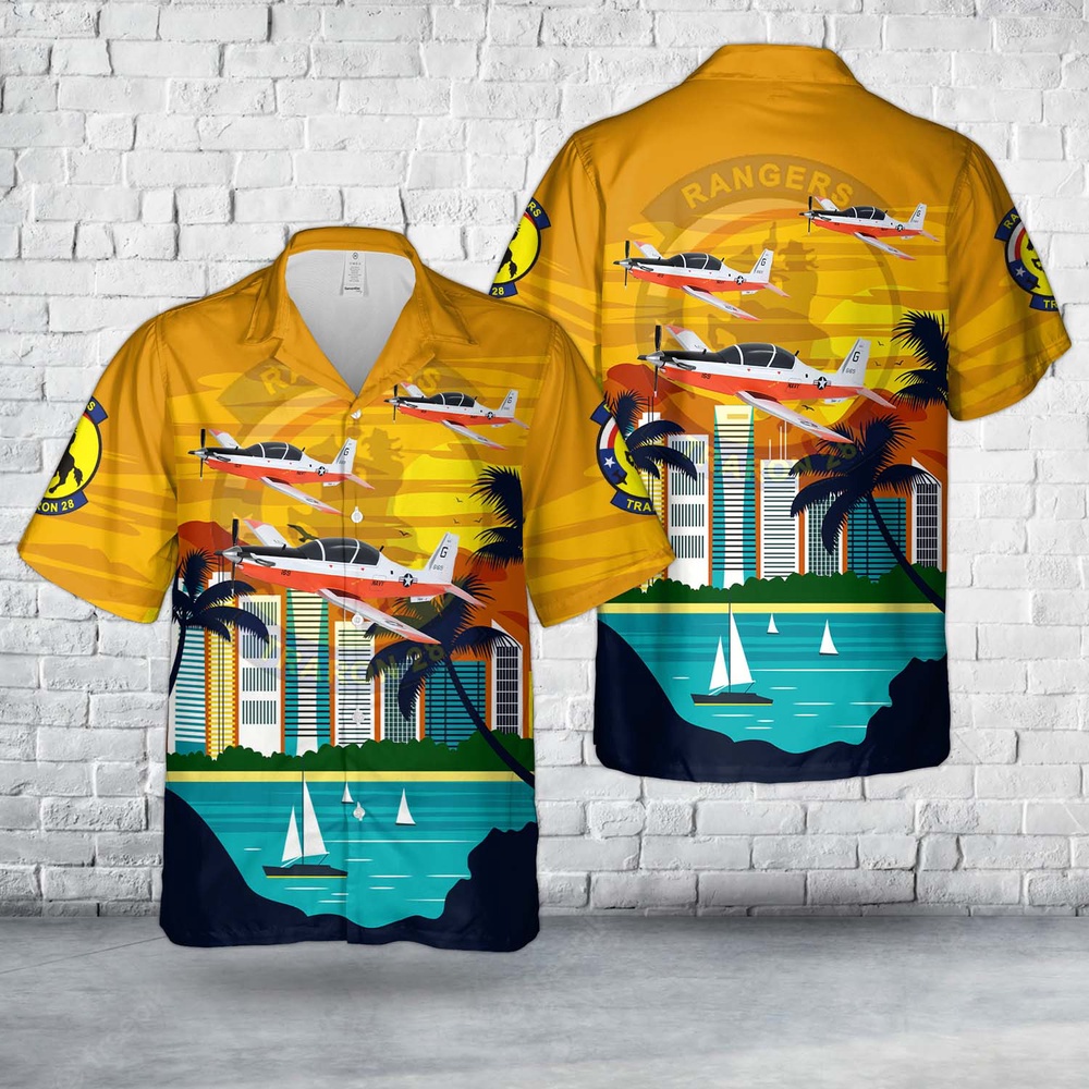Us Navy Hawaiian Shirt, US Navy VT-28 Rangers T-6B Texan II Hawaiian Shirt, Military Aloha Shirt