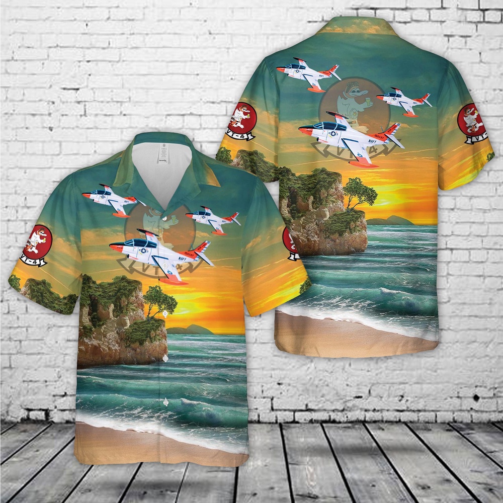 Us Navy Hawaiian Shirt, US Navy VT-4 Warbucks Squadron T-2 Hawaiian Shirt, Military Aloha Shirt