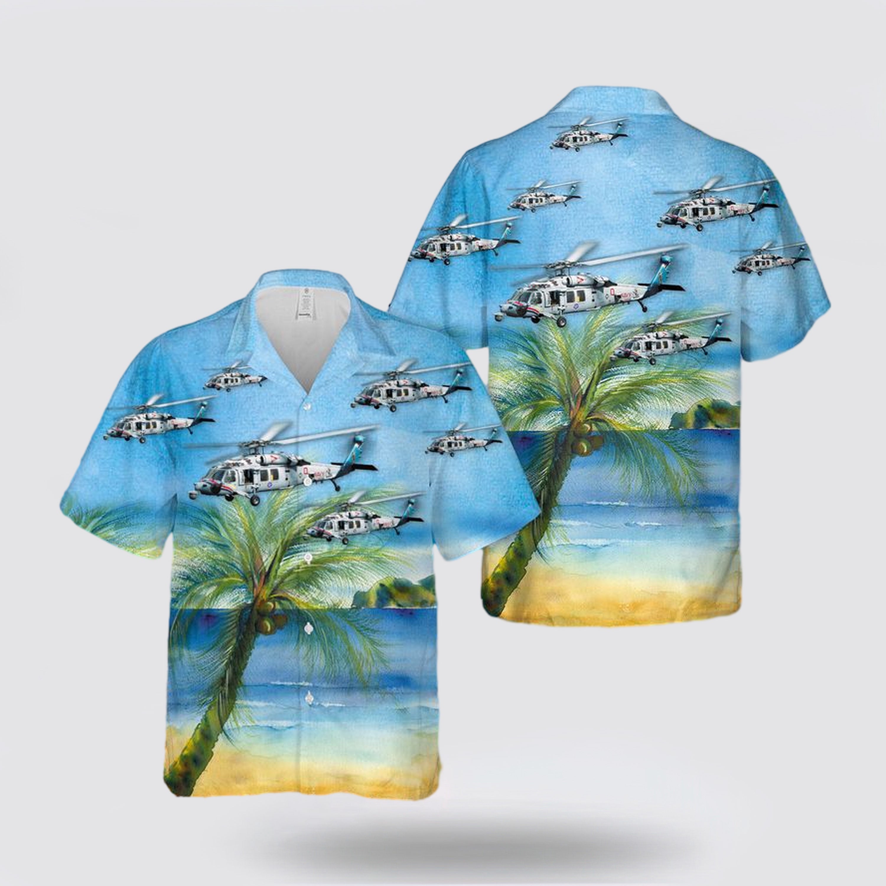 US Navy Helicopter Sea Combat Squadron 6 HSC-6 Screamin' Indians Hawaiian Shirt - Beachwear Gifts For Navy Soldiers