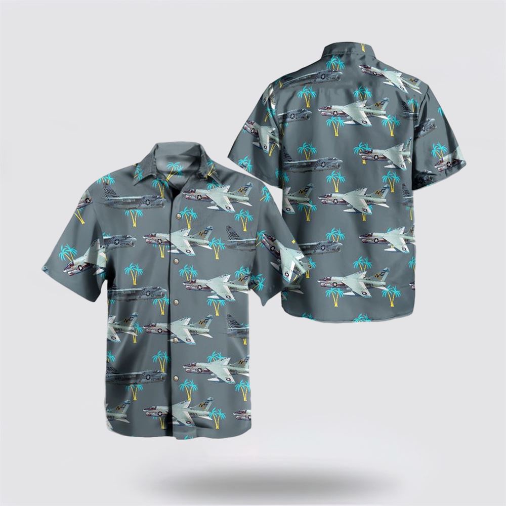 US Navy Historical Aircraft LTV A-7 Corsair II Hawaiian Shirt - Beachwear Gift For Military Personnel