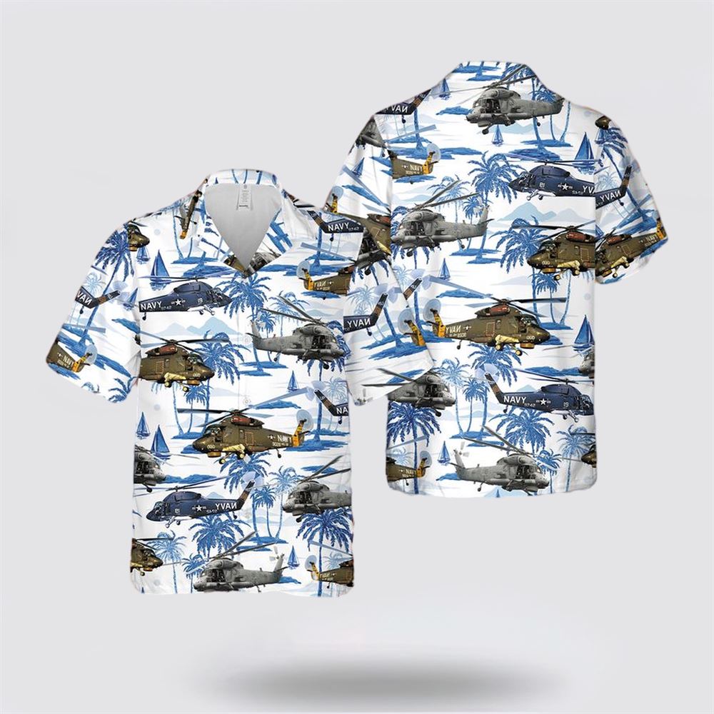 US Navy Kaman SH-2 Seasprite Hawaiian Shirt - Beachwear Gifts For Navy Military Personnel