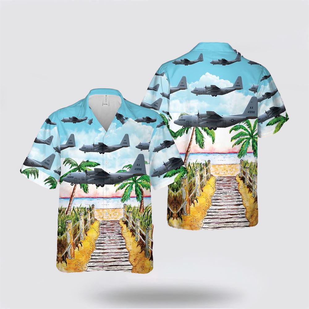 US Navy Lockheed C-130T Hercules Hawaiian Shirt - Gifts For Navy Soldiers