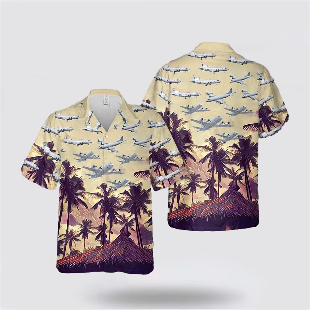 US Navy Lockheed P-3 Orion Hawaiian Shirt - Beach Clothes Gifts For Military Personnel