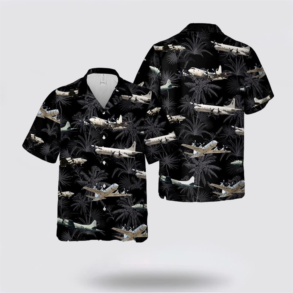 US Navy Lockheed P-3 Orion Hawaiian Shirt - Beachwear For Navy Soldiers