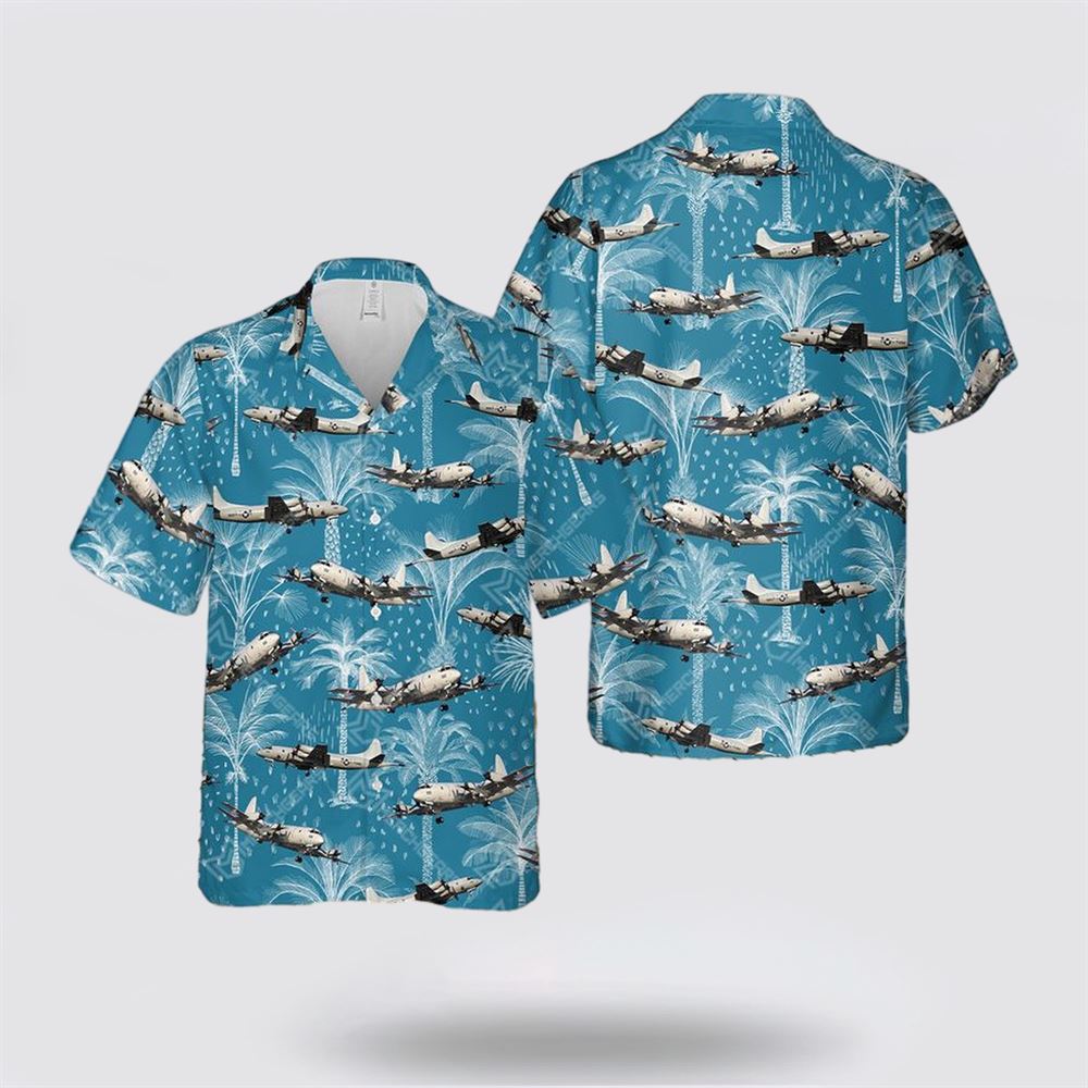 US Navy Lockheed P-3 Orion Hawaiian Shirt - Beachwear Gifts For Navy Military Personnel