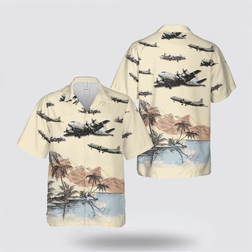 US Navy Lockheed P-3 Orion Hawaiian Shirt - Beachwear Gifts For Navy Soldiers