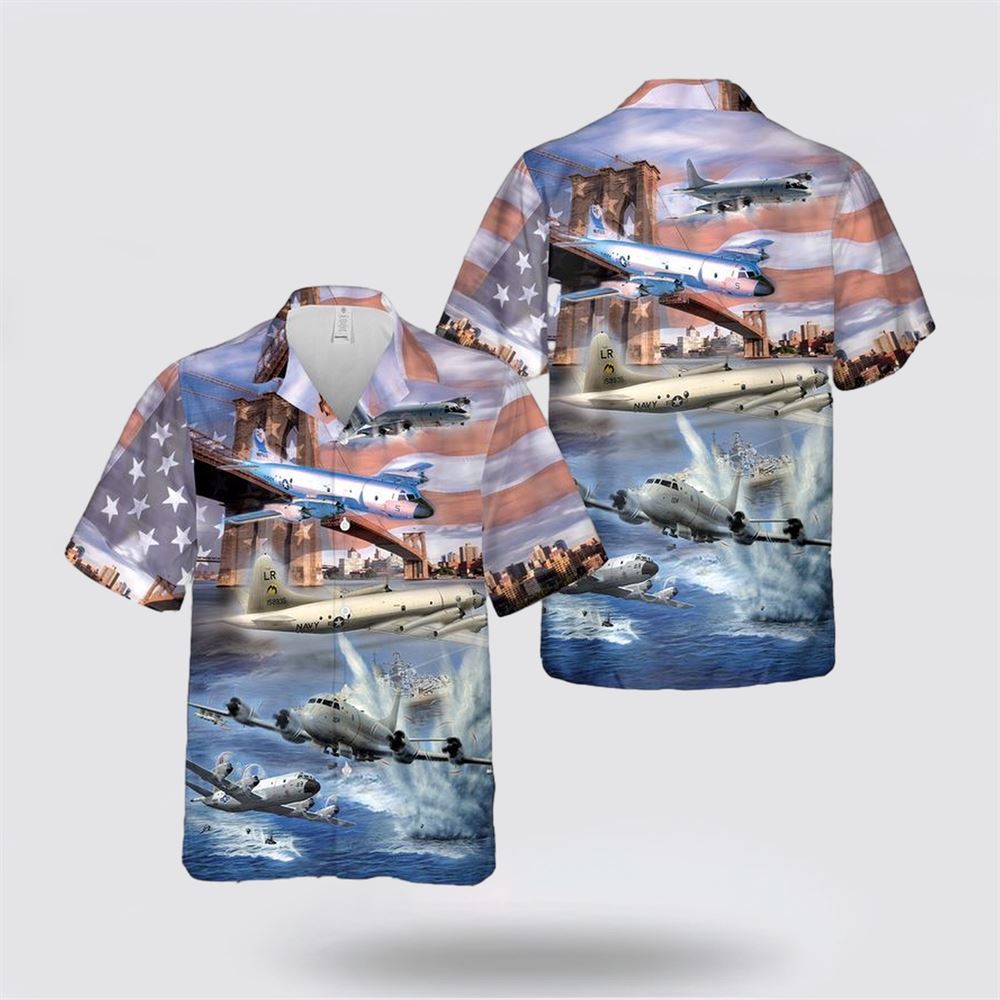 US Navy Lockheed P-3 Orion Hawaiian Shirt - Gifts For Navy Military Personnel