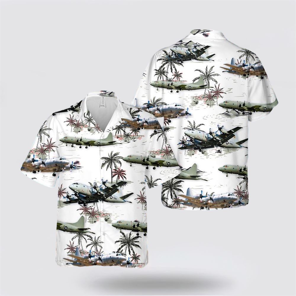 US Navy Lockheed P-3 Orion Hawaiian Shirt - Hawaiian Shirt Gift For Military Personnel