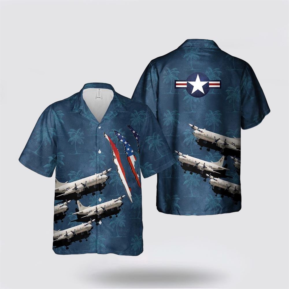 US Navy Lockheed P-3C Orion Hawaiian Shirt - Beachwear For Military Personnel