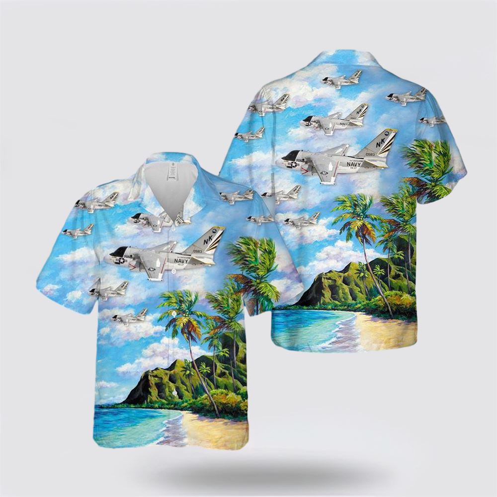 US Navy Lockheed S-3 Viking Of VS-37 Hawaiian Shirt - Hawaiian Shirt Gifts For Navy Soldiers