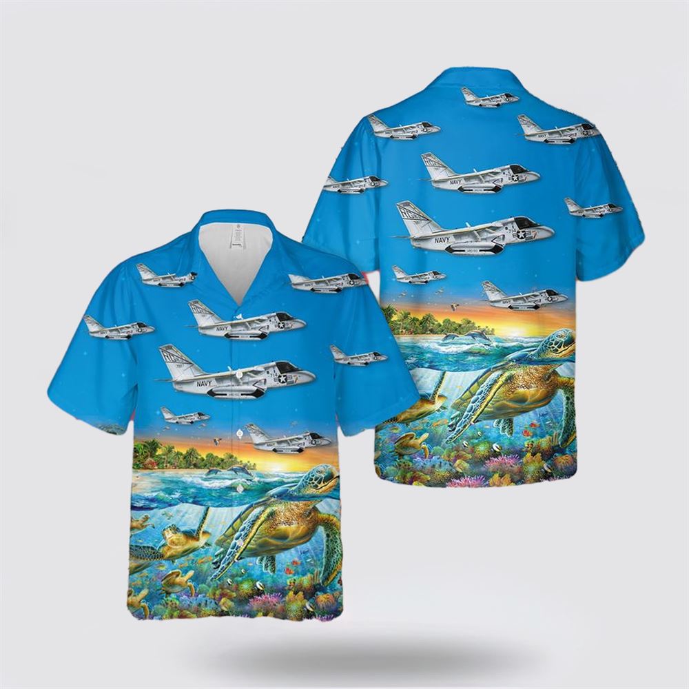 US Navy Lockheed US-3A Viking Of VRC-50 Hawaiian Shirt - Hawaiian Shirt Gifts For Navy Soldiers