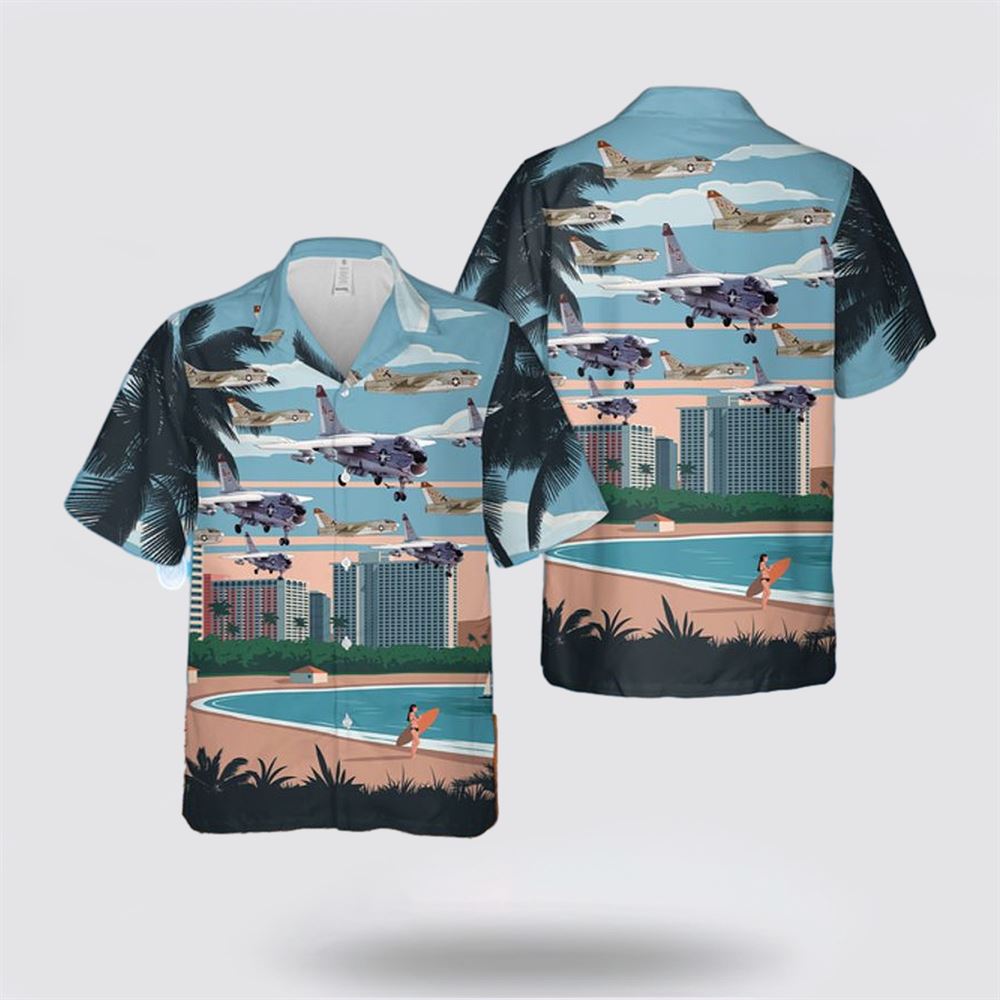 US Navy LTV A-7 Corsair II Hawaiian Shirt - Gift For Military Personnel