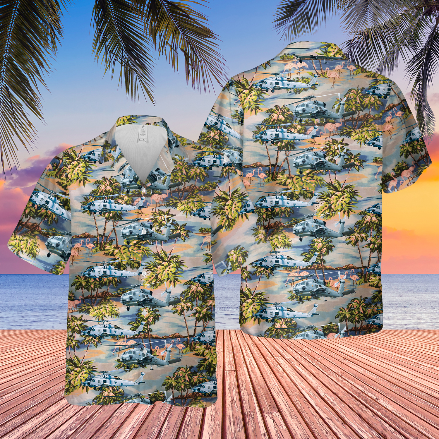 US Navy MH-60 Seahawk Helicopter Hawaiian Shirt - Gift For Military Personnel