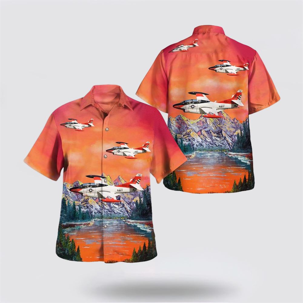 US Navy North American T-2 Buckeye Hawaiian Shirt - Gifts For Navy Military Personnel