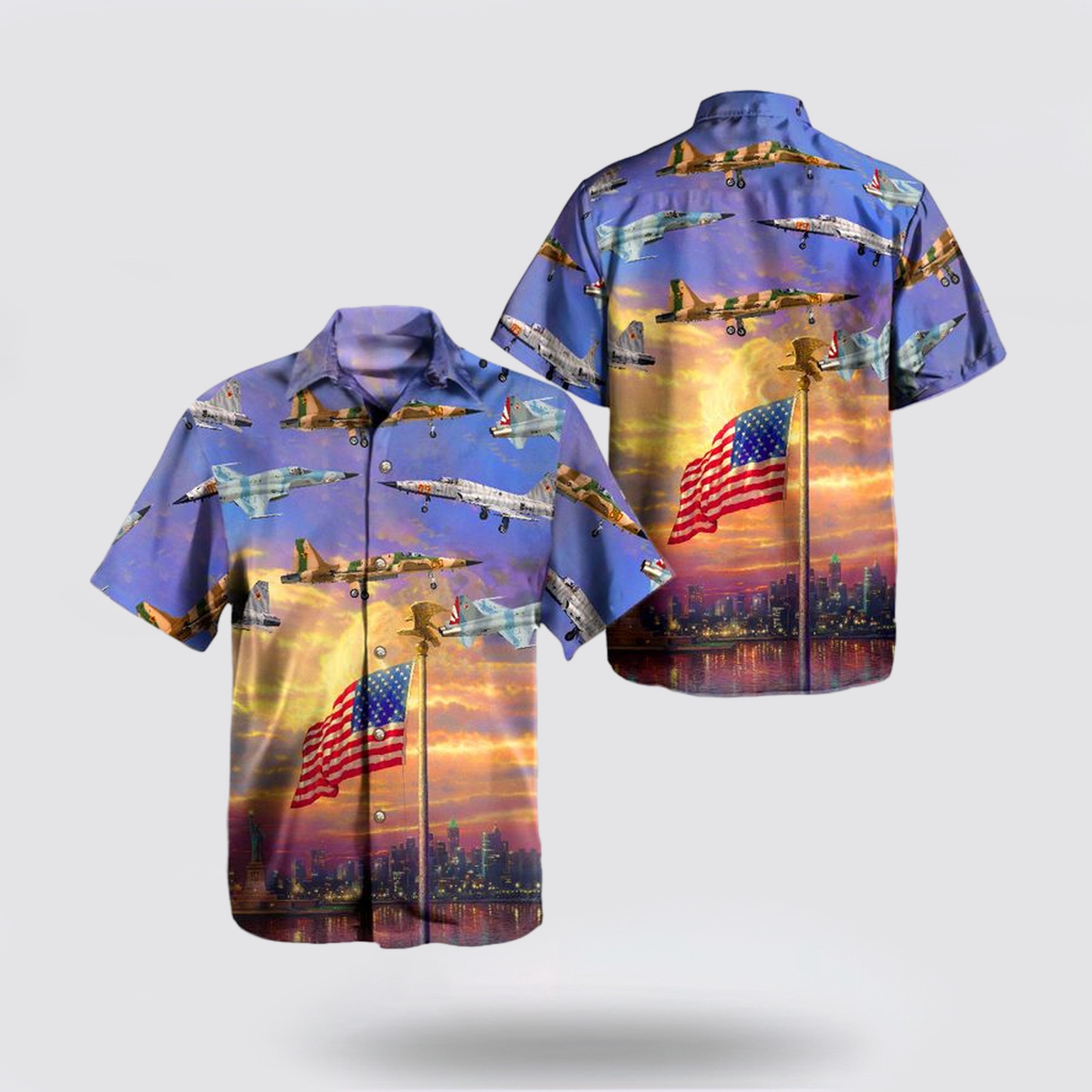 US Navy Northrop F-5N Tiger Independence Day The Statue of Liberty Hawaiian Shirt - Beachwear Gift For Military Personnel