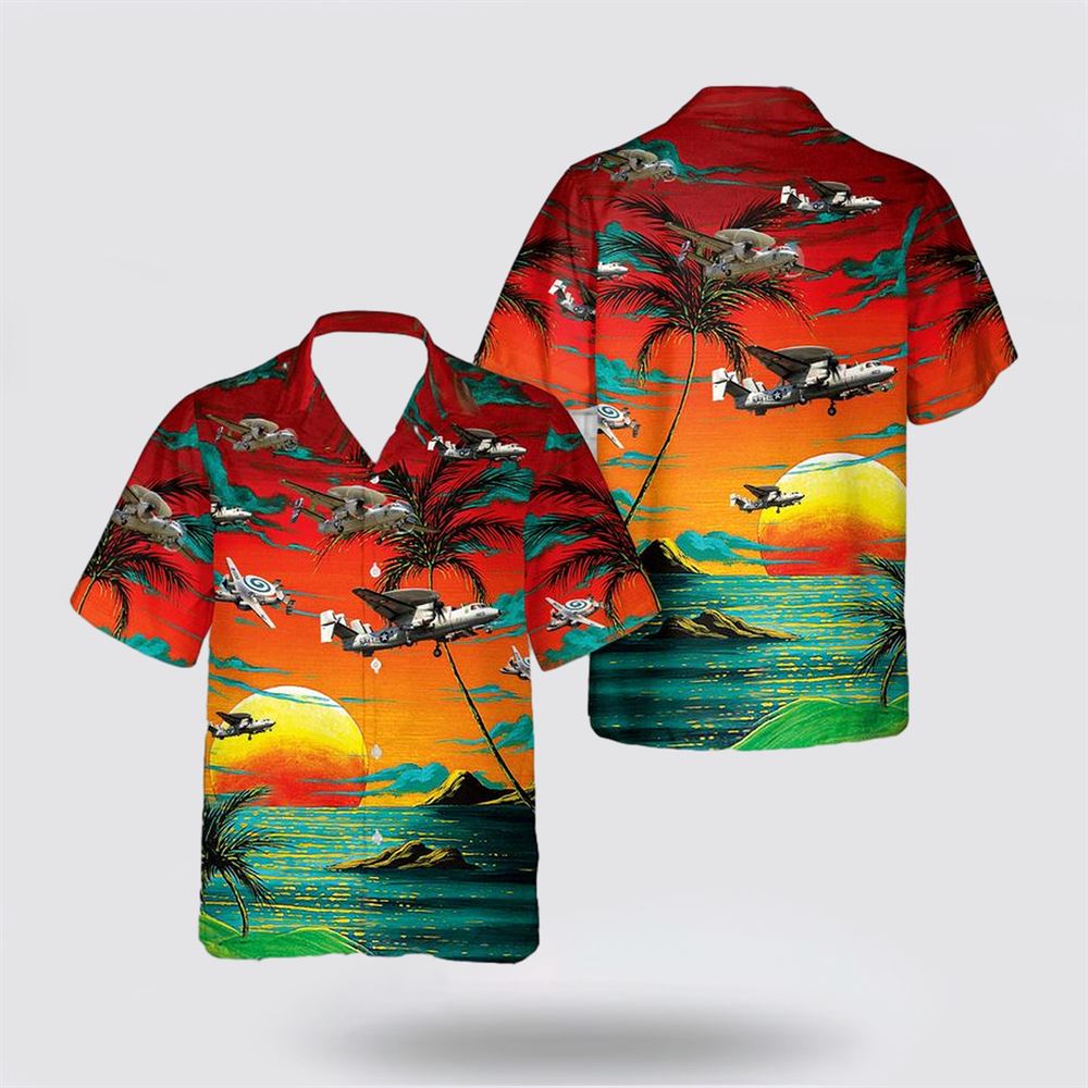 US Navy Northrop Grumman E-2 Hawkeye Hawaiian Shirt - Beachwear Gift For Military Personnel