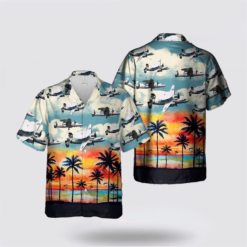 US Navy Northrop Grumman E-2 Hawkeye Hawaiian Shirt - Gift For Military Personnel