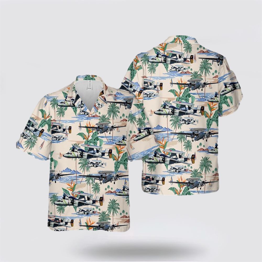 US Navy Northrop Grumman E-2 Hawkeye Hawaiian Shirt - Gifts For Navy Soldiers