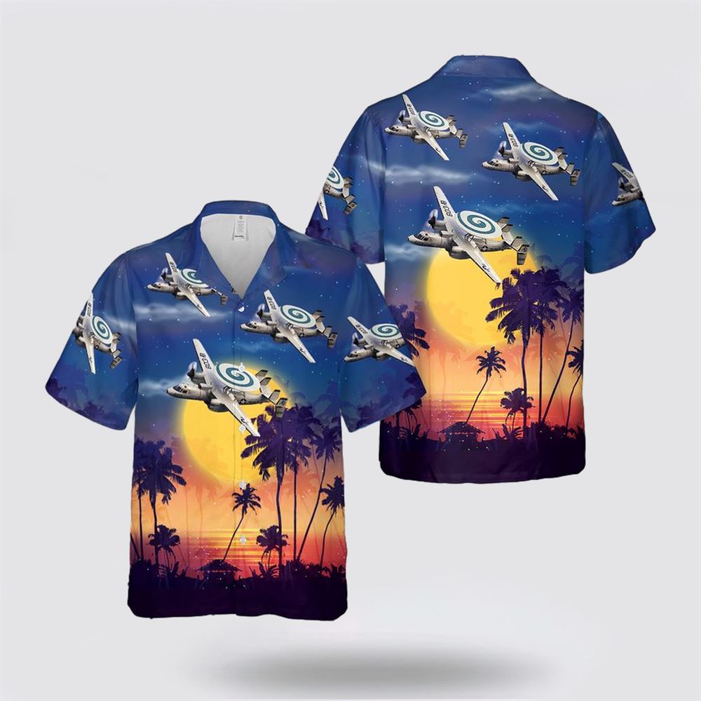 US Navy Northrop Grumman E-2 Hawkeye Hawaiian Shirt Hawaiian Shirt - Beachwear Gifts For Navy Military Personnel