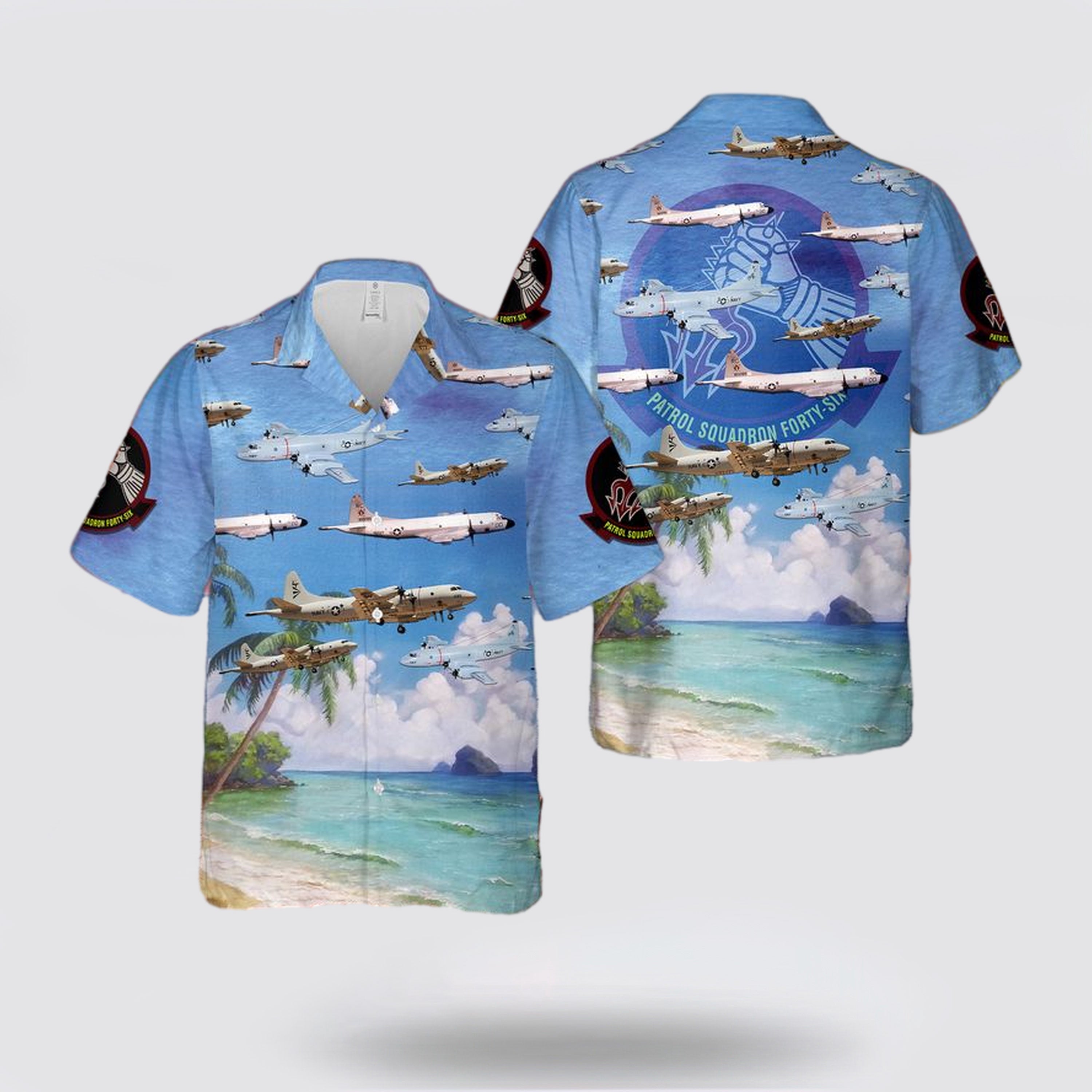 US Navy P-3 Orion Of Patrol Squadron 46 VP-46 Grey Knights Hawaiian Shirt - Gifts For Navy Military Personnel