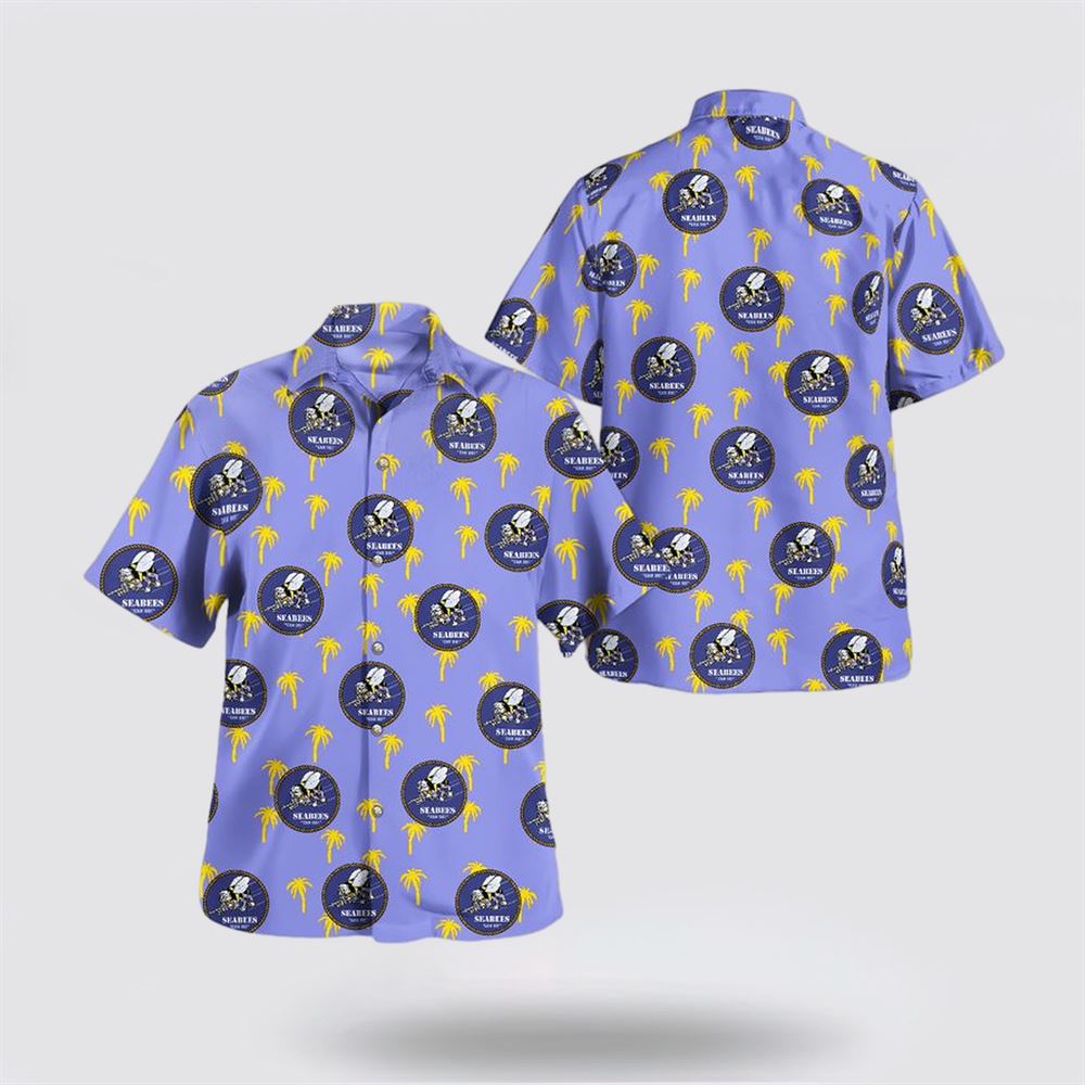 US Navy Seabee Hawaiian Shirt - Beachwear Gifts For Navy Military Personnel