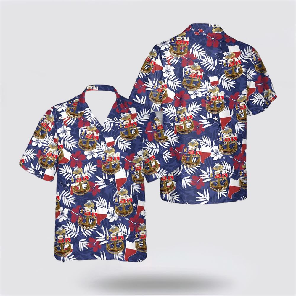 US Navy Senior Chief Texas style anchor Hawaiian Shirt - Beach Clothes Gifts For Navy Soldiers