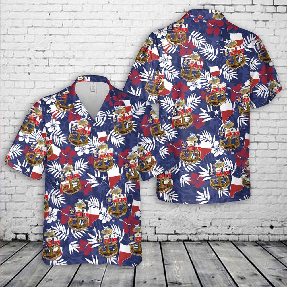 US Navy Senior Chief Texas style anchor Hawaiian Shirt, Texas Hawaii Shirt, Texas Shirt