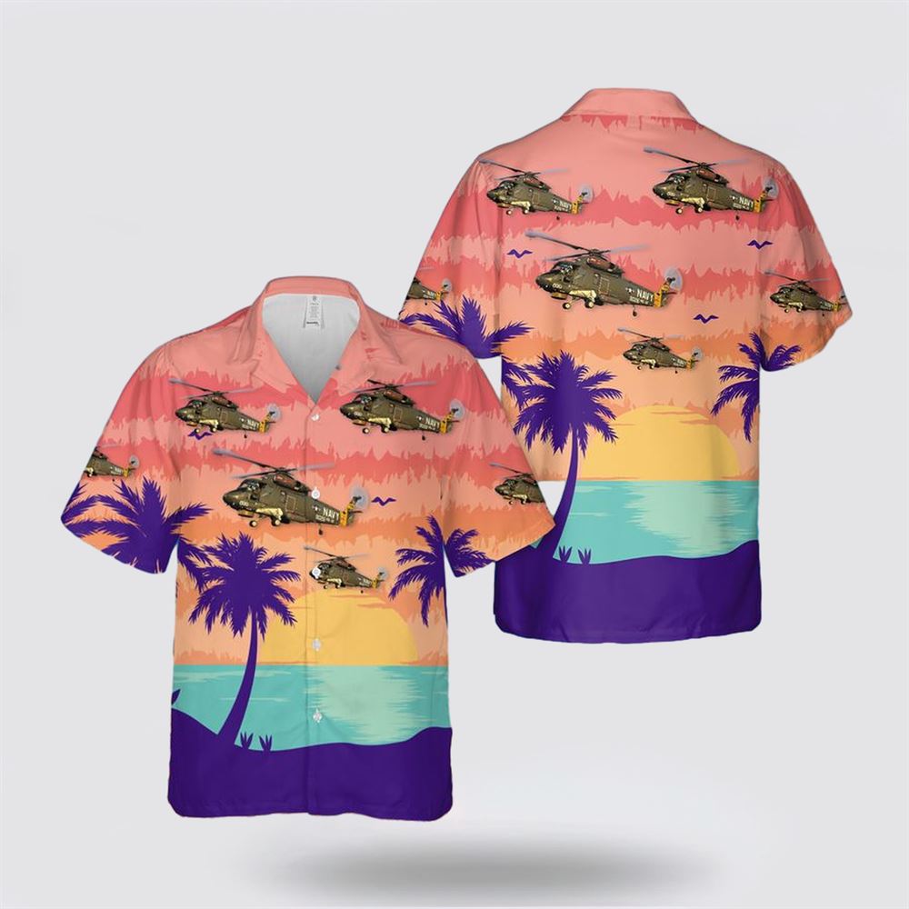 US Navy SH-2F Seasprite Hawaiian Shirt - Beachwear Gifts For Navy Military Personnel