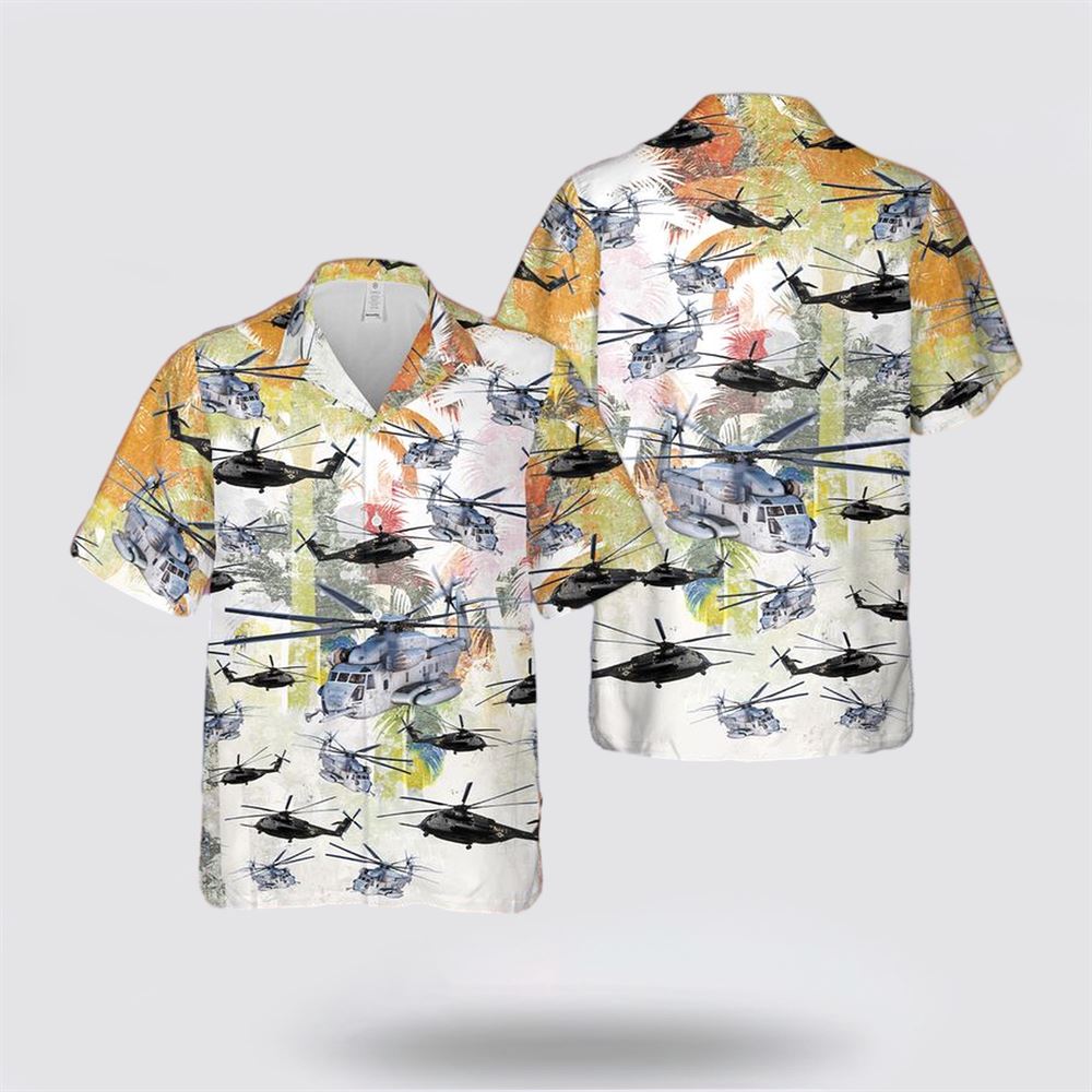 US Navy Sikorsky CH-53E Super Stallion Hawaiian Shirt - Beachwear Gifts For Navy Military Personnel
